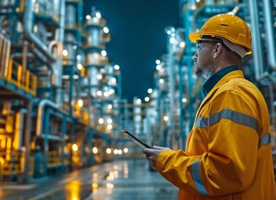 Worker on chemical plant