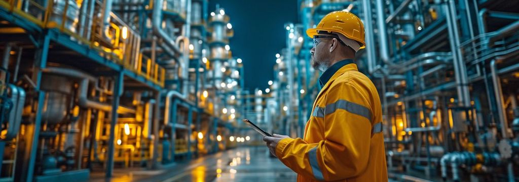 Worker on chemical plant