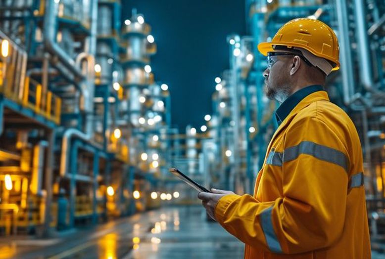 Worker on chemical plant