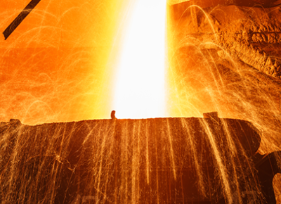 Molten metal being poured